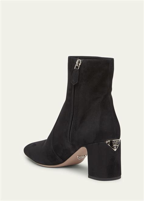 prada suede ankle boots|prada block heel boots.